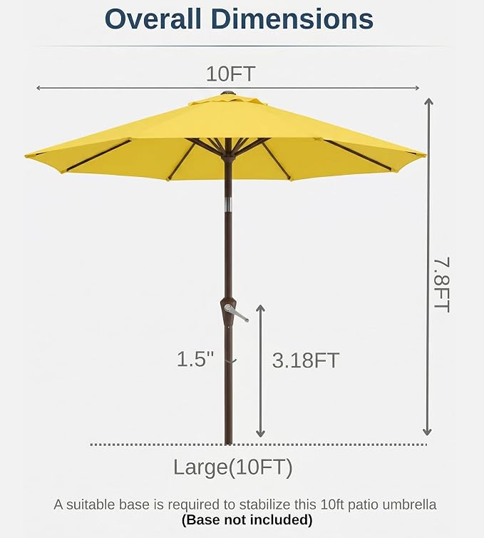 10FT Patio Umbrella, Outdoor Umbrella - Image 8