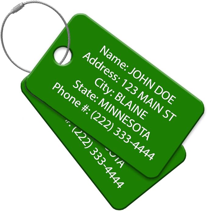 Multi Pack Customized Tavel ID Tag - Luggage Tag - Golf Bag ID - Personalized ID Travel Tag - Imprinted Luggage Tag - Luggage, Bikes, Sport Equipment and More. (6)