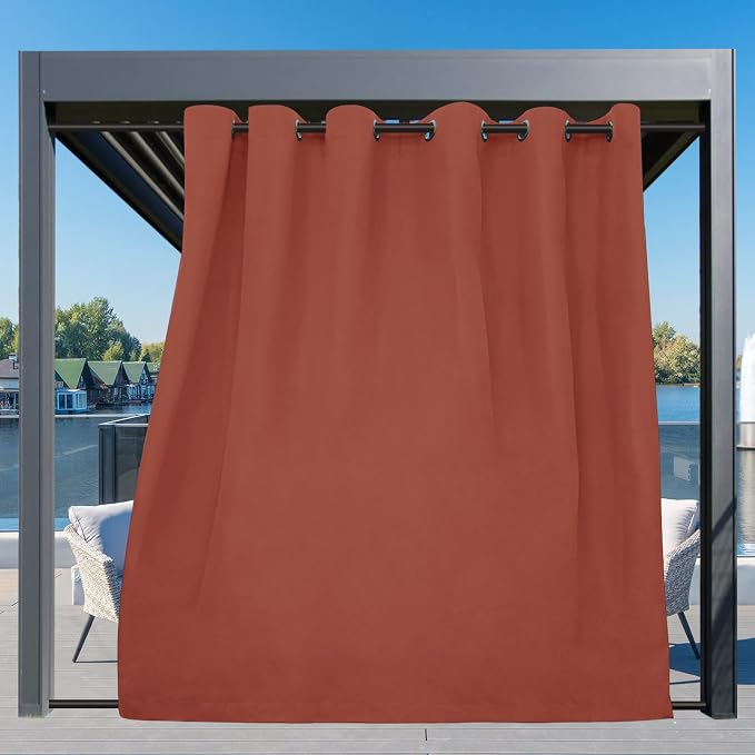 Easy-Going Outdoor Curtains for Patio 1 Panel, 110x120 inch, Terra Red | - Image 3