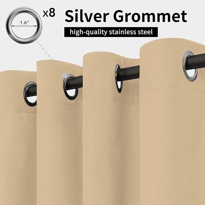 Easy-Going Outdoor Curtains for Patio 1 Panel, 54x72 inch, Weatherproof Privacy - Image 2