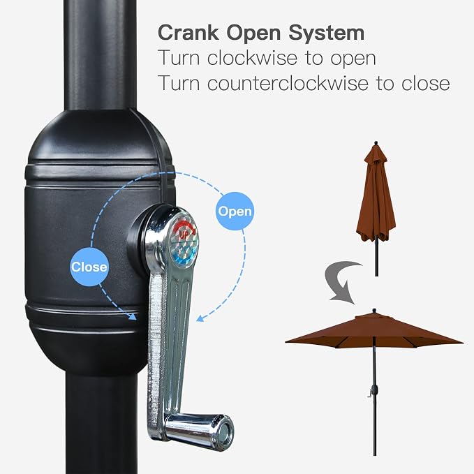 Sunnyglade 7.5' Patio Umbrella Outdoor Table Umbrella Tilt Crank Brown | Market - Image 3