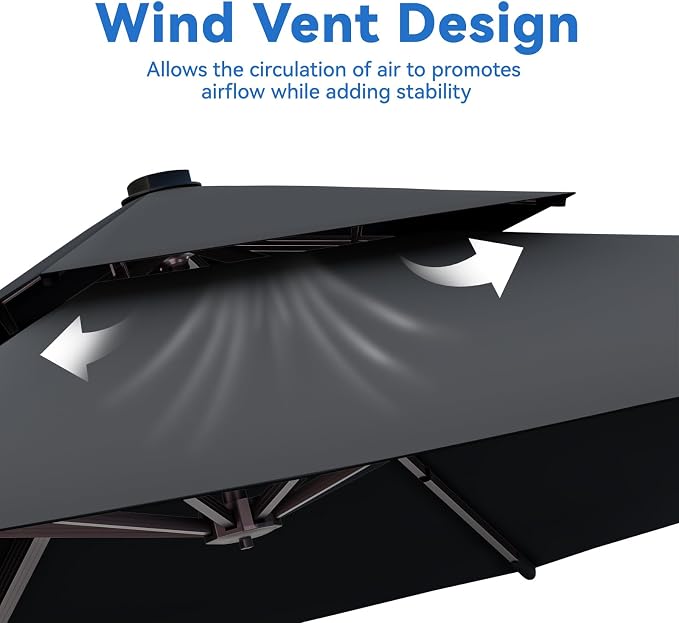 10x13FT Black Cantilever Outdoor Patio Umbrella - Image 7
