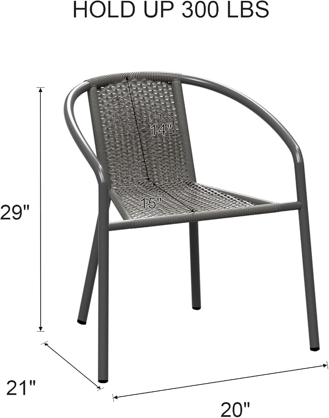 Grezone 4-Piece Rattan Indoor-Outdoor Restaurant Stack Chair Versatile and - Image 3