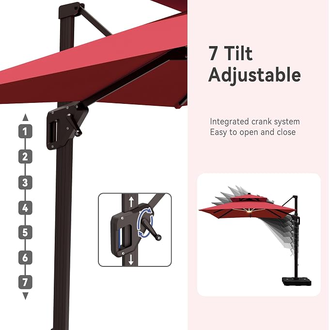 9' X 12' Cantilever Patio Outdoor Umbrella - Image 4