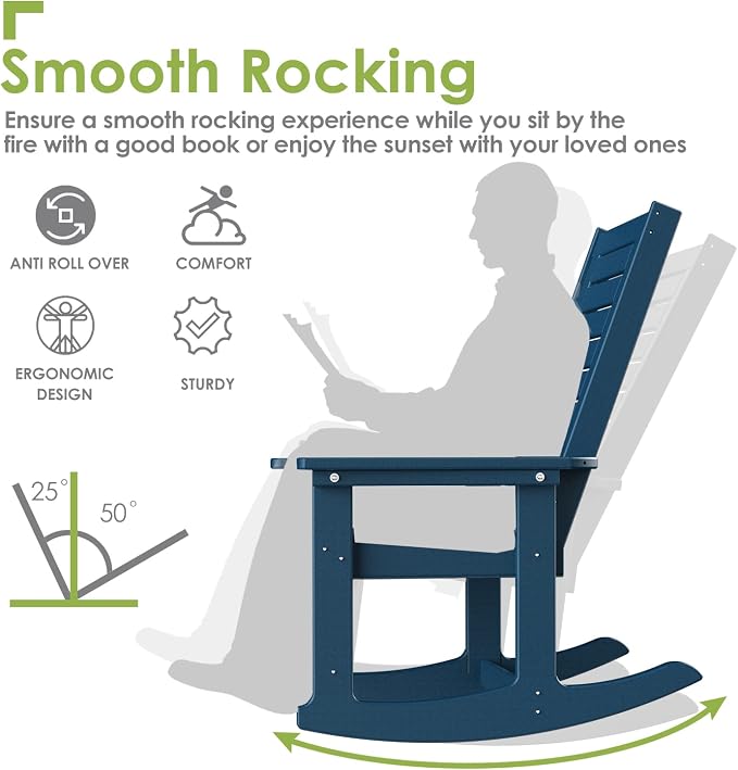 GREENVINES Outdoor Rocking Chairs Set, 2 Rockers w/ 1 Side Table - Image 5