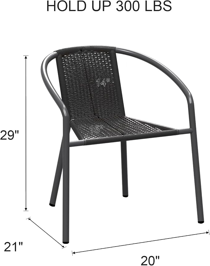 Grezone 4-Piece Rattan Indoor-Outdoor Restaurant Stack Chair Versatile and - Image 3