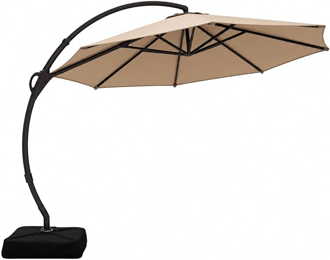 Outdoor Patio Umbrella with Base included, 12 FT Deluxe Curvy Cantilever - Image 2