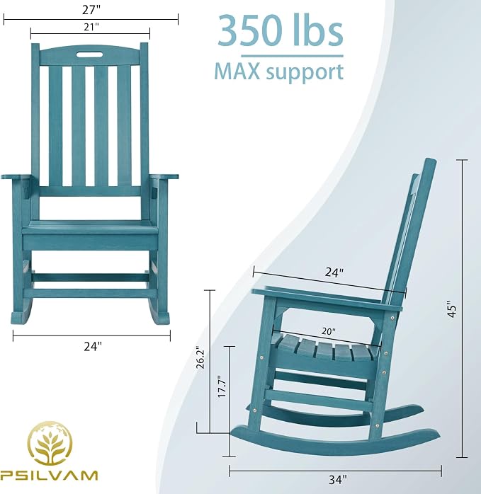 Oversized Outdoor Rocking Chair, HDPE Porch Rocker | High Back Rocking Chairs - Image 3