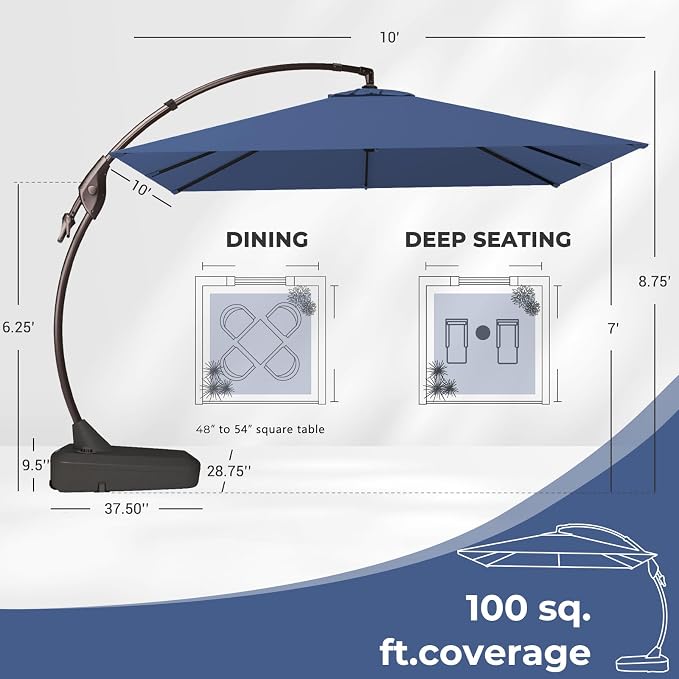 Grand patio 10x10 FT Large Cantilever Square Umbrella - Image 3