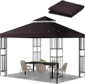 10x10 FT Gazebo Replacement Top, Canopy Replacement Cover Double Tiered by FLAGLY