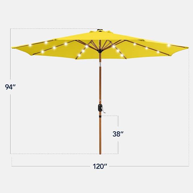 Best Choice Products 10ft Solar Market Patio Umbrella w/Woodgrain Pattern Pole - Image 2