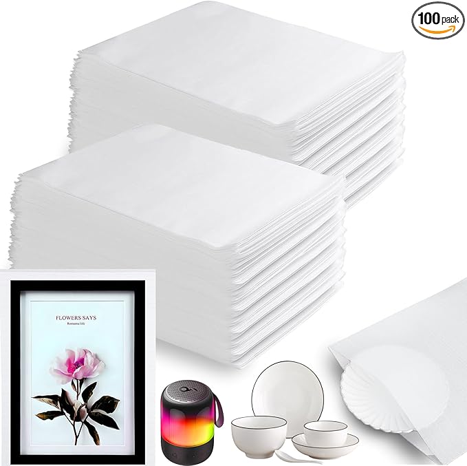 100 Pack Foam Pouches, Cushion Foam Wrap Pouches for Moving and Storing, 8"x12" Foam Wrap Pouches Protect Fragile Items, Protect Mug, Glasses, China, and Dishes, Packing supplies
