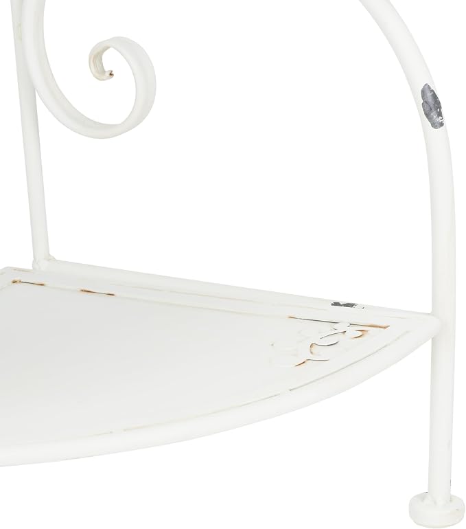 SAFAVIEH Outdoor Collection Turuca Antique White Wrought Iron 4-Tier Corner - Image 9