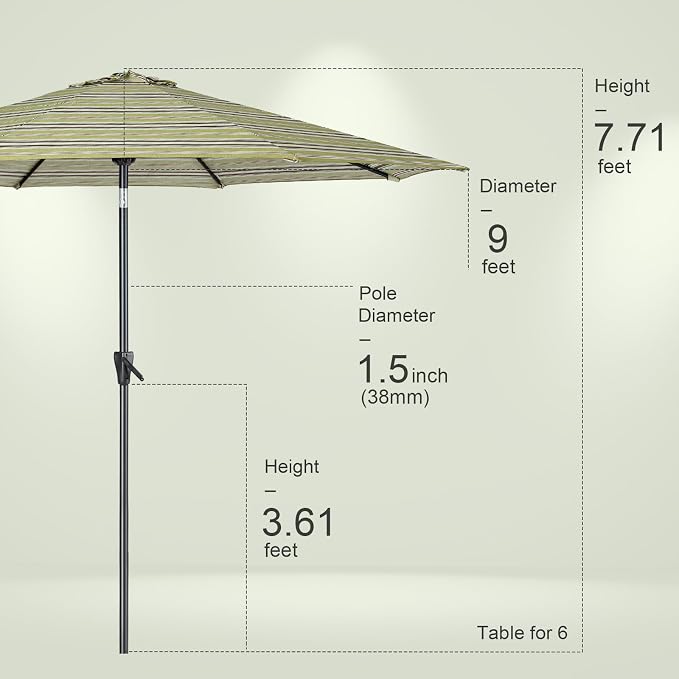 Tempera Patio Market Outdoor Table Umbrella - Image 7