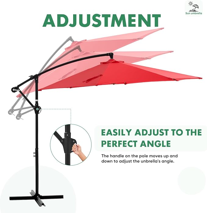 NEWBULIG 10FT Patio Umbrella, Cantilever Umbrella, UV Protection | Outdoor - Image 5