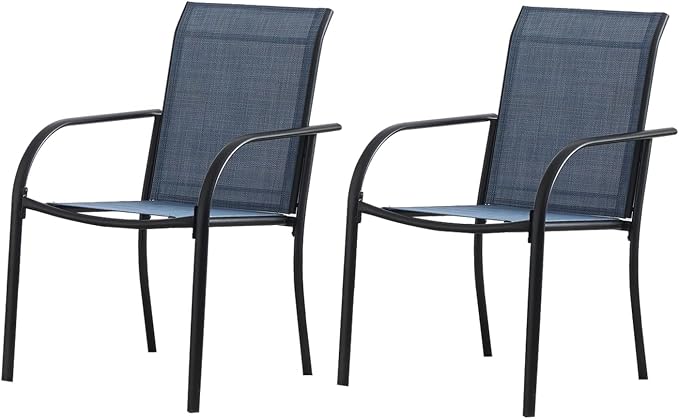 Stackable Patio Chairs Set of 2, Outdoor Dining Chairs - Image 8