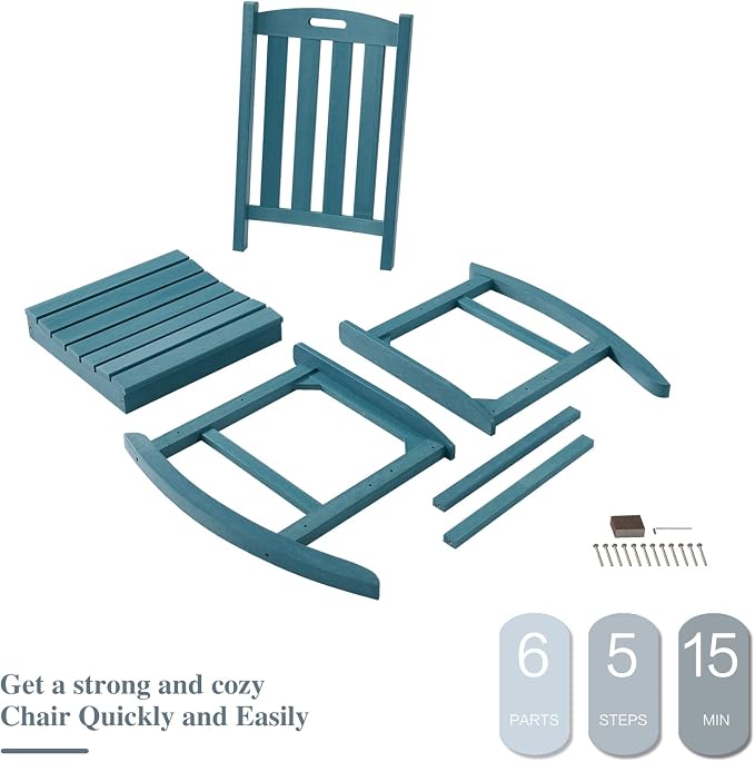 Oversized Outdoor Rocking Chair, HDPE Porch Rocker | High Back Rocking Chairs - Image 6