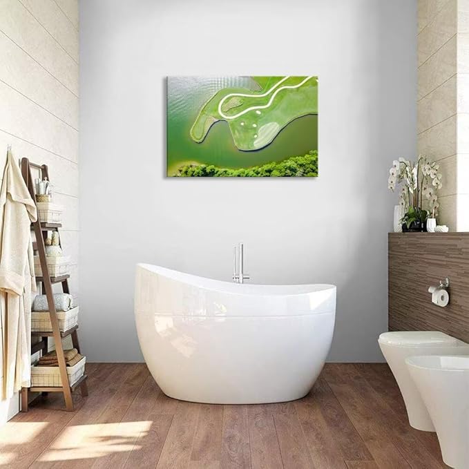 Colorado River Austin Texas USA Golf Course Wall Art for Living Room Bedroom Bathroom Home Decorations Golf Club Picture Wall Decor for Office Canvas Artwork Framed Ready to Hang(12''H x 16''W)