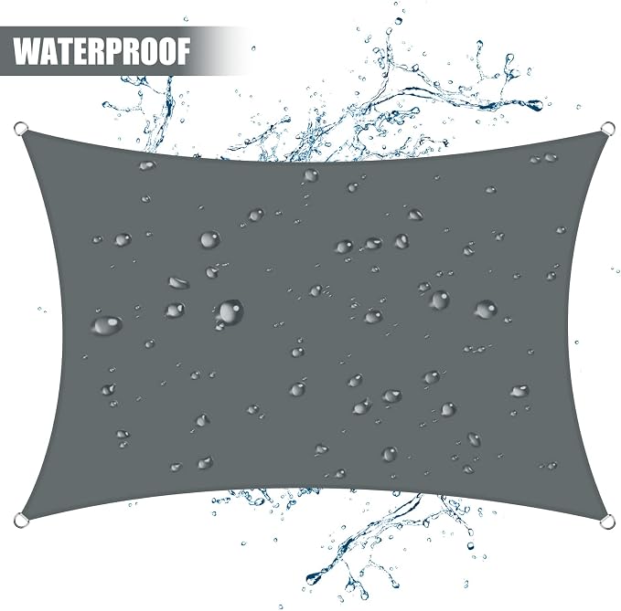 Neween Waterproof Shade Sails，Rectangle UV Block Gray Sun Shade Sail, Canopy - Image 2