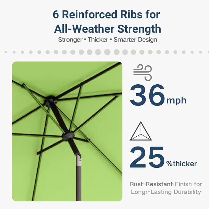 6.5' x 10' Rectangular Patio Umbrella Large Outdoor Market Umbrella w/UV - Image 4