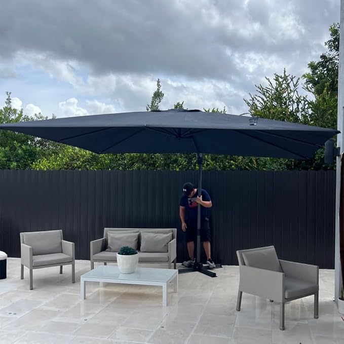 PURPLE LEAF Patio Cantilever Umbrella 10' x 13' Large Space - Image 3