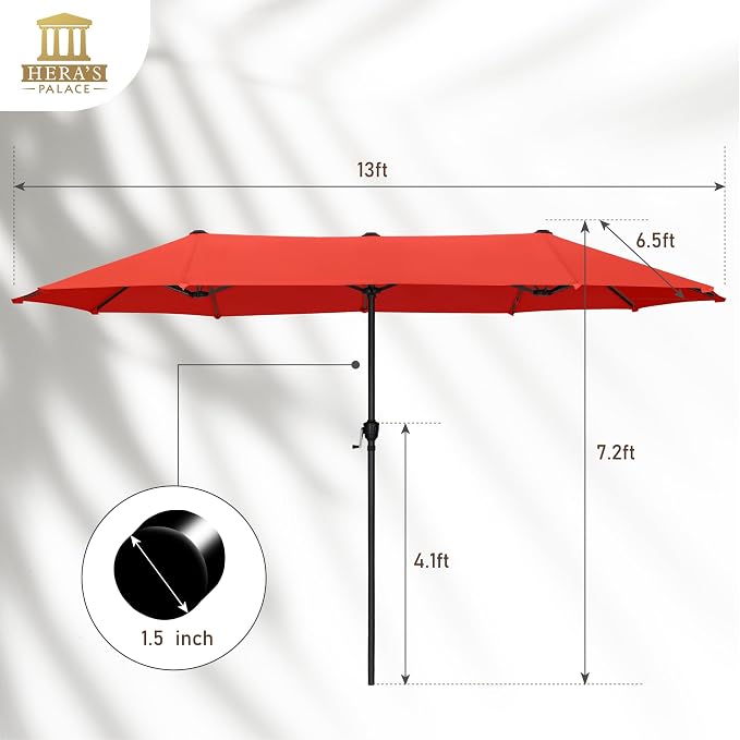 13 ft Large Double-Sided Patio Umbrella, Outdoor Umbrella, Market Umbrella - Image 6