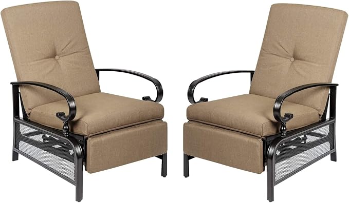 Incbruce Outdoor Lounge Chair Set of 2 Patio Furniture Adjustable Recliner by Incbruce