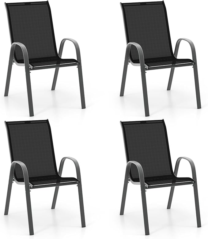 S AFSTAR Outdoor Chairs Set of 4, Stackable Patio Chairs - Image 9