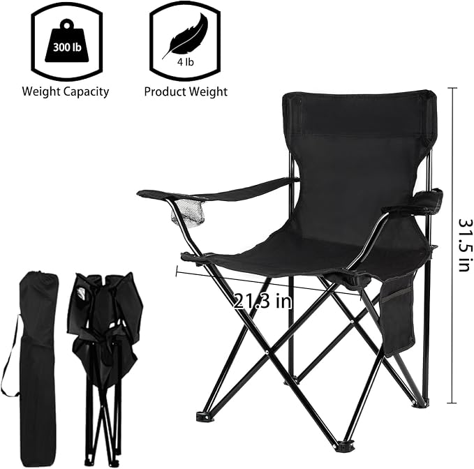 Damei century 4Pack Folding Camping Chairs, Portable - Image 3