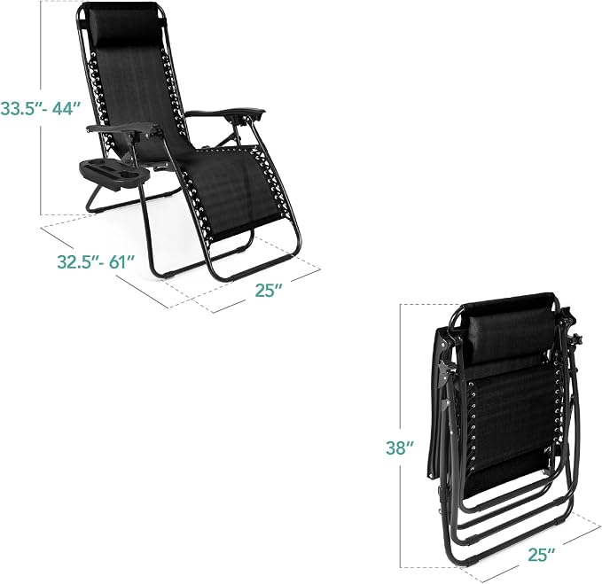 Best Choice Products Set of 2 Adjustable Steel Mesh Zero Gravity Lounge Chair - Image 3