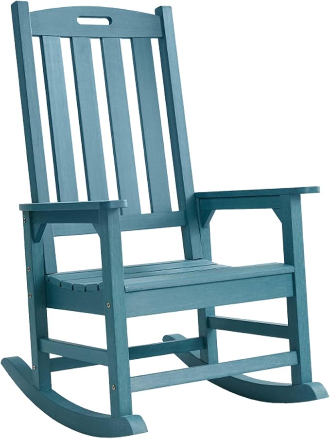 Oversized Outdoor Rocking Chair, HDPE Porch Rocker | High Back Rocking Chairs by PsilvamGardenFurniture