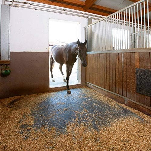 American Floor Mats Heavy Duty Horse Stall Mats - Thick, Durable Rubber Flooring - Solid Black - 8' x 10' Set (20 Tiles Total)