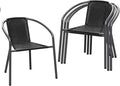 4 Pack Patio Stackable Rattan Chairs, Indoor-Outdoor Restaurant Bistro Wicker by TANGJEAMER
