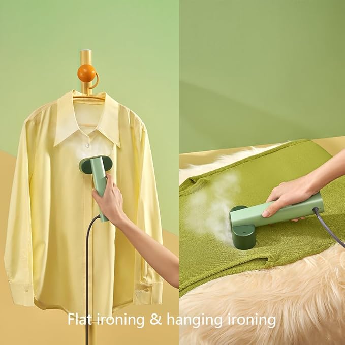 G6 2-in-1 Portable Steamer for Clothes and Iron for Clothes, Just 0.7lbs Lightly, 10 Minutes of Continuous Steam, 900W Light Steamer for travel and home (yellow)