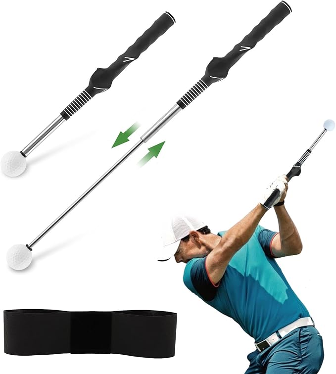 Golf Swing Practice Stick – Retractable Aid: Fix Rhythm Fast, Stop Slicing/Hooking, Indoor/Outdoor Use | Skip Frustration, Boost Consistency (Right-Handed)
