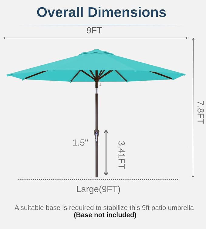 9FT Auto-Tilt Patio Umbrella|Outdoor Market Table Umbrella - Image 7