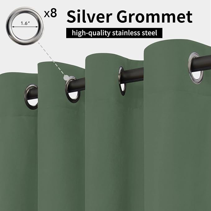 Easy-Going Outdoor Curtains for Patio 1 Panel, 54x120 inch, Sage Green | - Image 2