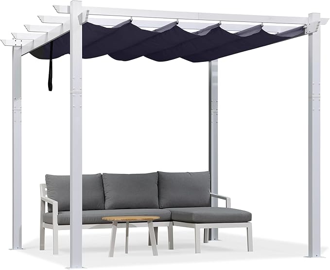PURPLE LEAF Pergola 10' x 10' White Retractable Sun Shade, All-aluminum - Image 9