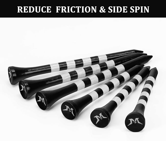 MAZEL Natural Wood/Bamboo Golf Tees 2 3/4 Inch & 3 1/4 Inch,Pack 50 or 120,Reduce Friction & Side Spin,More Stable Golf Tees