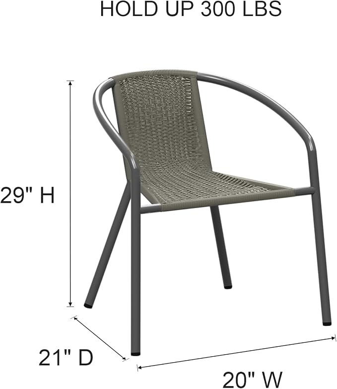 4 Pack Indoor-Outdoor Patio Stackable Rattan Chairs, Restaurant Bistro Wicker - Image 3