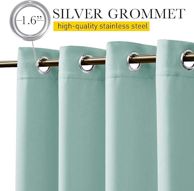 NICETOWN 2 Panels Outdoor Curtains Waterproof Extra Long W52xL108 Aqua Blue | - Image 5