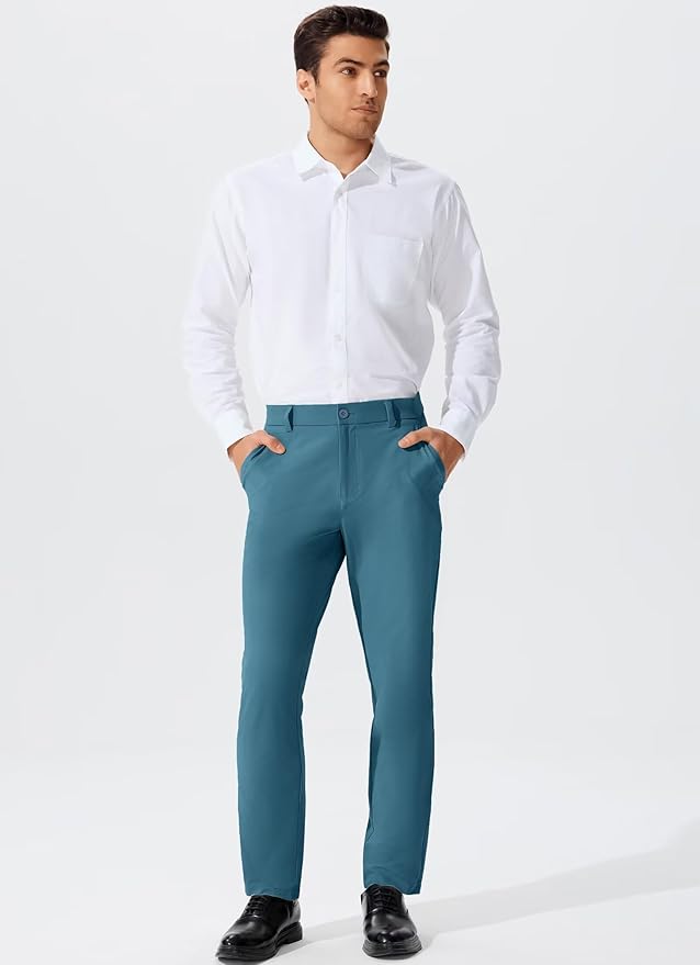 QPNGRP Men's Golf Pants 30"/32"/34" Inseam Lightweight Stretch Work Dress Pants