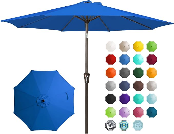 JEAREY 9FT Outdoor Patio Umbrella, Market Umbrella, Royal Blue | Outdoor Table by JEAREYOutdoorsCollection