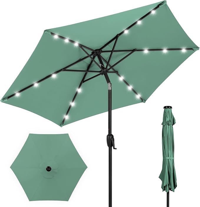 Best Choice Products 7.5ft Solar Umbrella LED Lighted Patio Umbrella, Table by Unknown