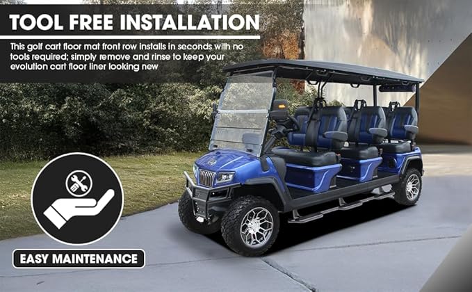 Club Clean Evolution Golf Cart Floor Mat, Fits D5 and D5 Max Models, Full Coverage 8 mm Heavy-Duty Compound Liner, Waterproof Non-Slip Floor Protector, Premium Custom Fit Design (D5 1st & 2nd Row)