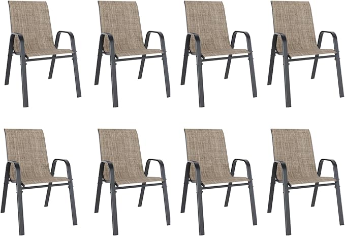 Patio Dining Chairs Set of 8 Outdoor Stackable Dining Chairs by TQKVIPI