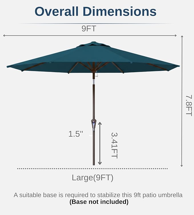9FT Auto-Tilt Patio Umbrella|Outdoor Market Table Umbrella - Image 7
