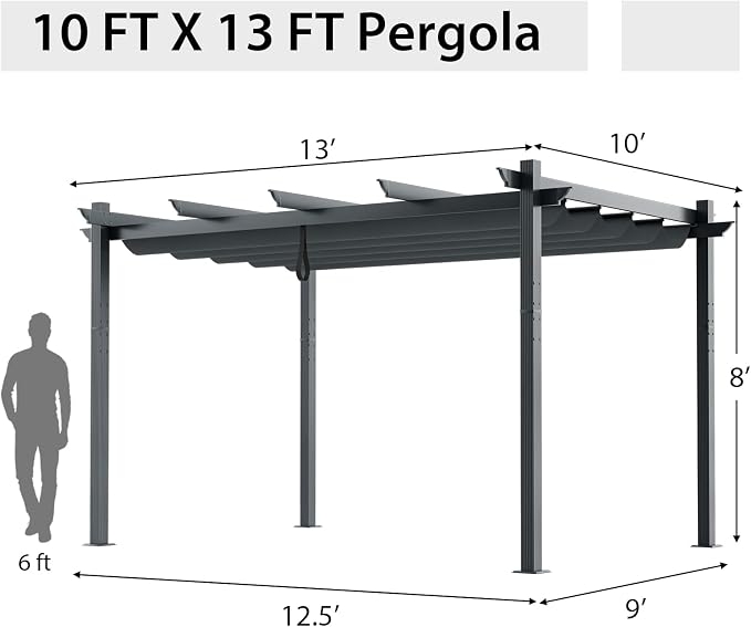 Tangkula 10x13 Ft Pergola, Heavy-Duty Aluminum Outdoor Pergola - Image 8