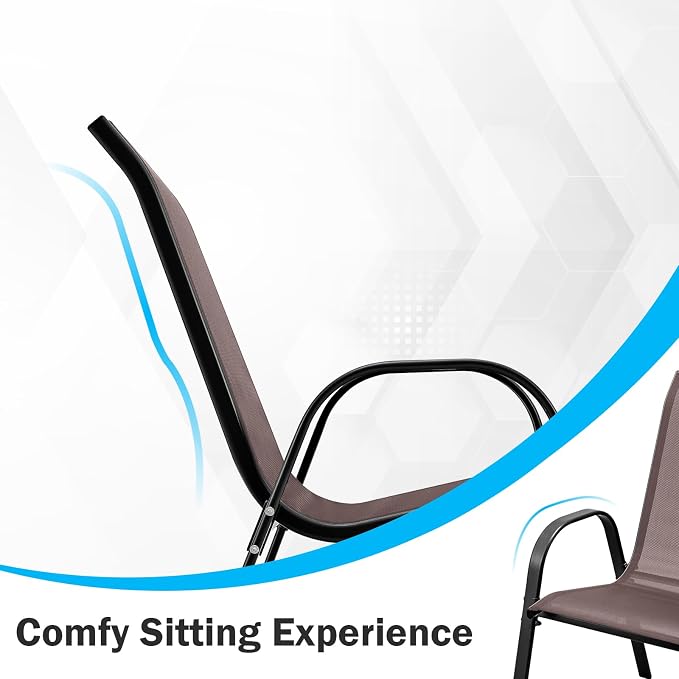 Tangkula Patio Dining Chairs Set of 2, Outdoor Stackable All Weather Heavy Duty - Image 7
