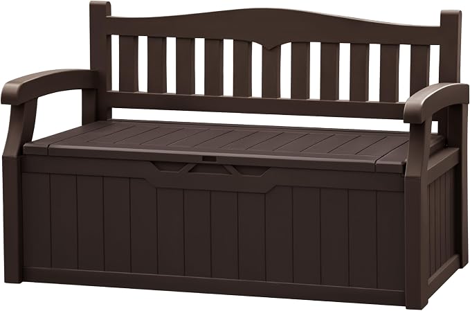 JUMMICO 80 Gallon Resin Outdoor Storage Bench Waterproof, Deck Box | Large Deck by JUMMICO